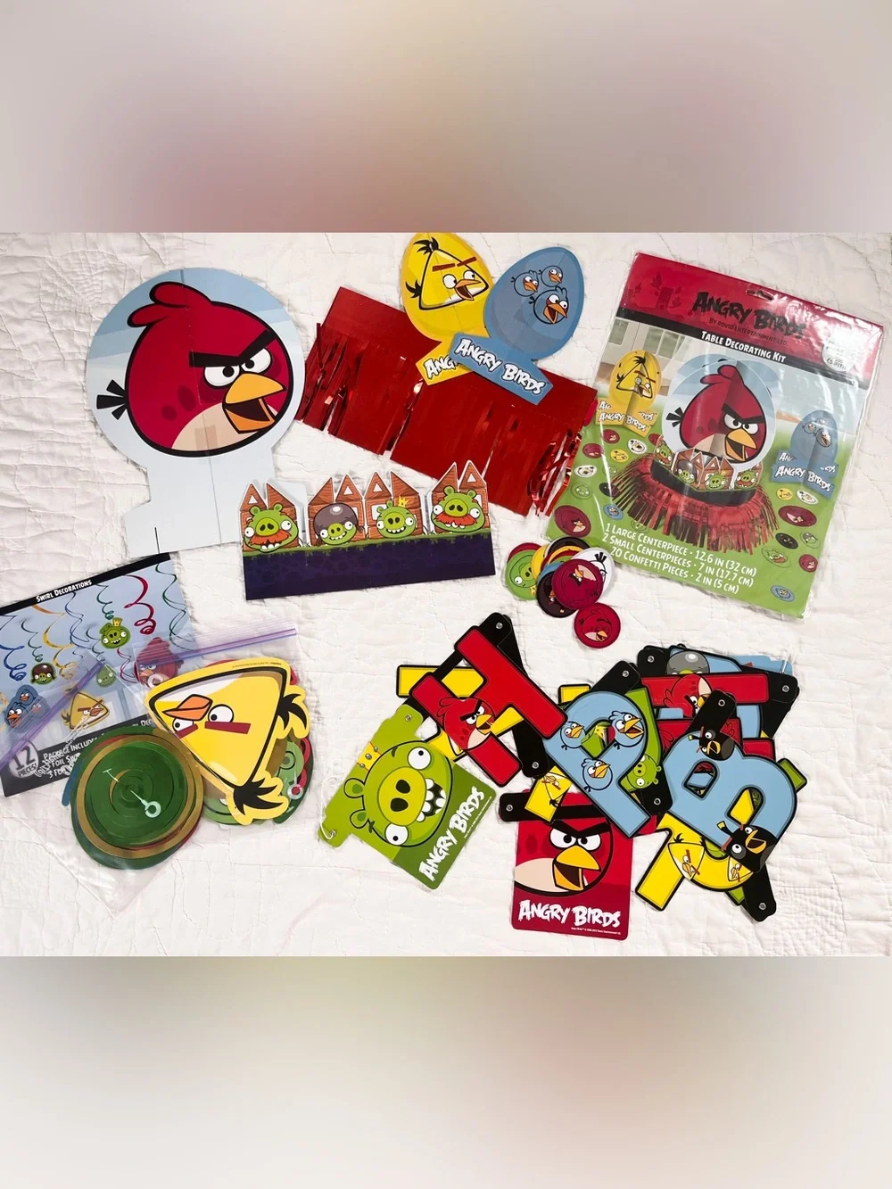 Angry Birds Birthday Party Decoration Banner Centerpiece Foil Swirls Hanging Kit